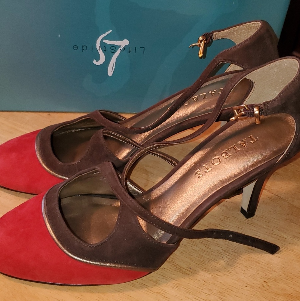 Talbots genuine leather heels size 6 red brown